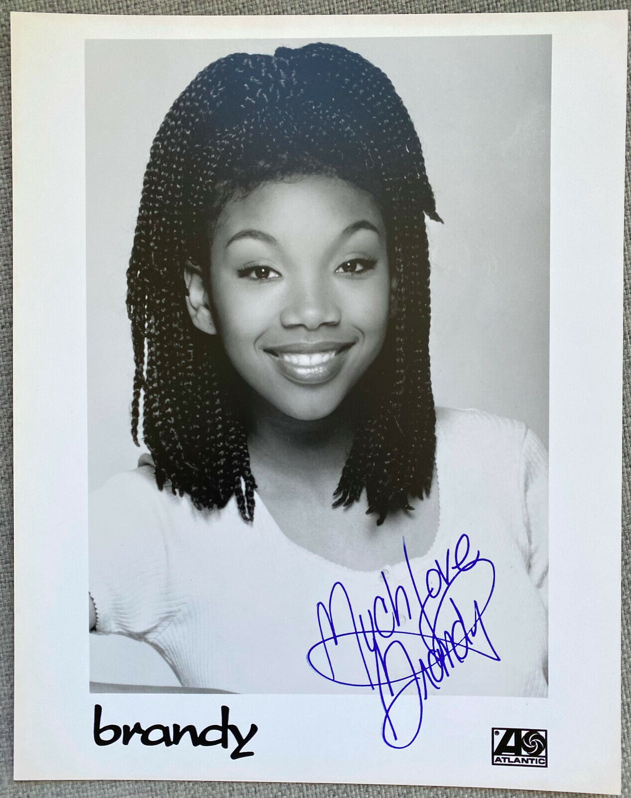 Brandy Norwood Signed 8x10 B&W Promo Photo Poster painting - RARE, Authentic, VIP, Moesha