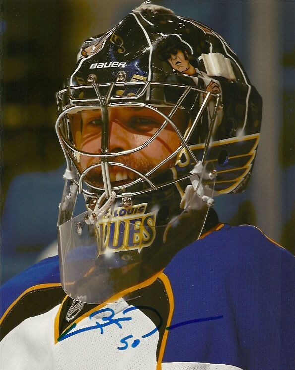 St. Louis Blues Chris Mason Mask Signed Autographed Photo Poster painting 8x10 COA TWO