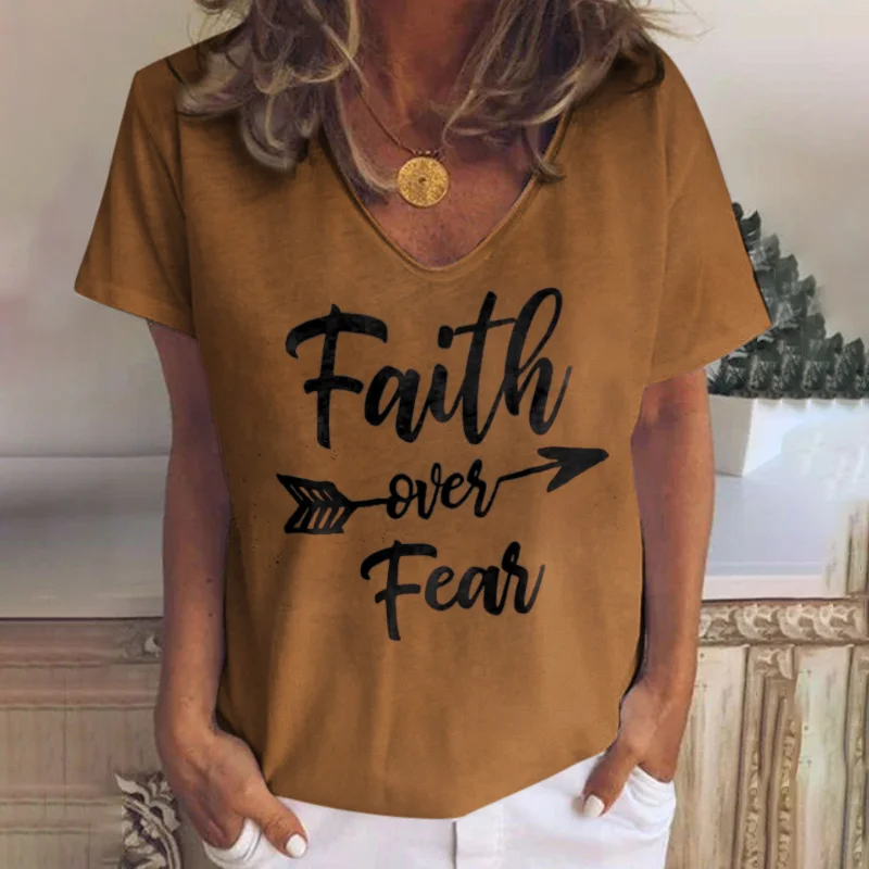 Faith letter designer v-neck graphic tees
