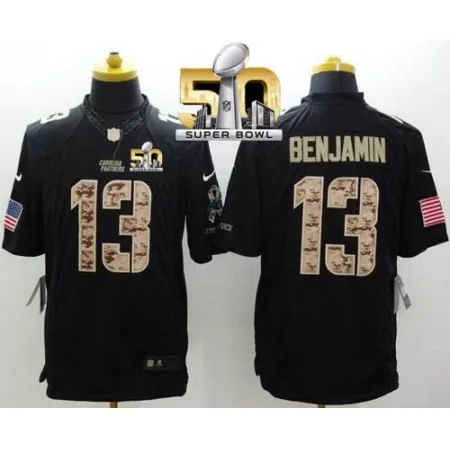 Panthers #13 Kelvin Benjamin Black Super Bowl 50 Men's Stitched NFL Limited Salute to Service Jersey