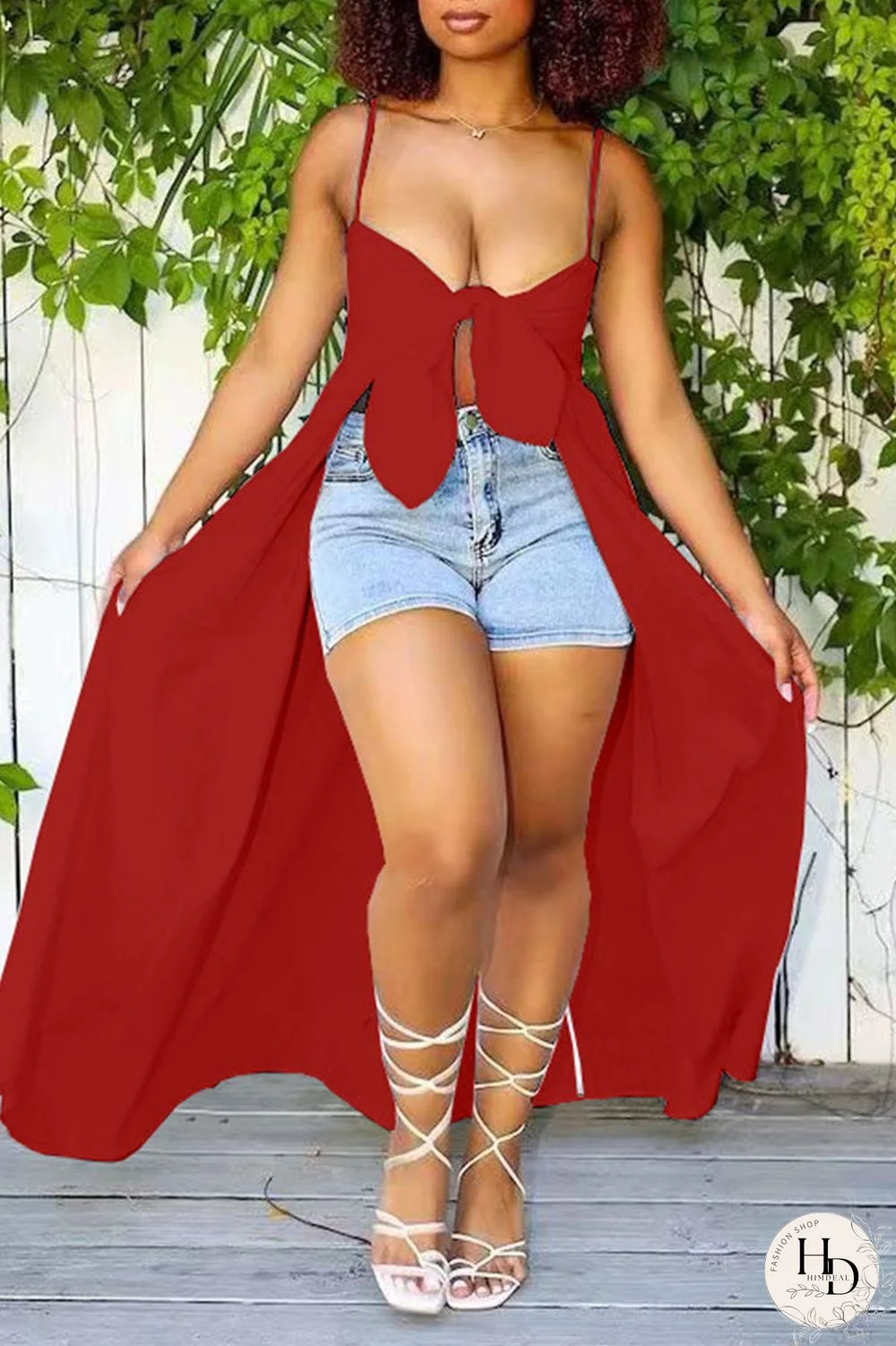 Red Sexy Solid Bandage Patchwork Asymmetrical Spaghetti Strap Straight Dresses