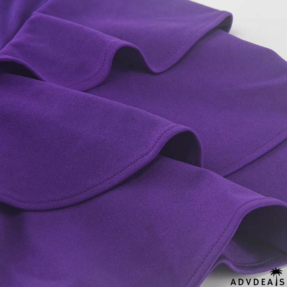 Summer Women Round Neck Ruffle Short Sleeve Pressed Pleated Dress