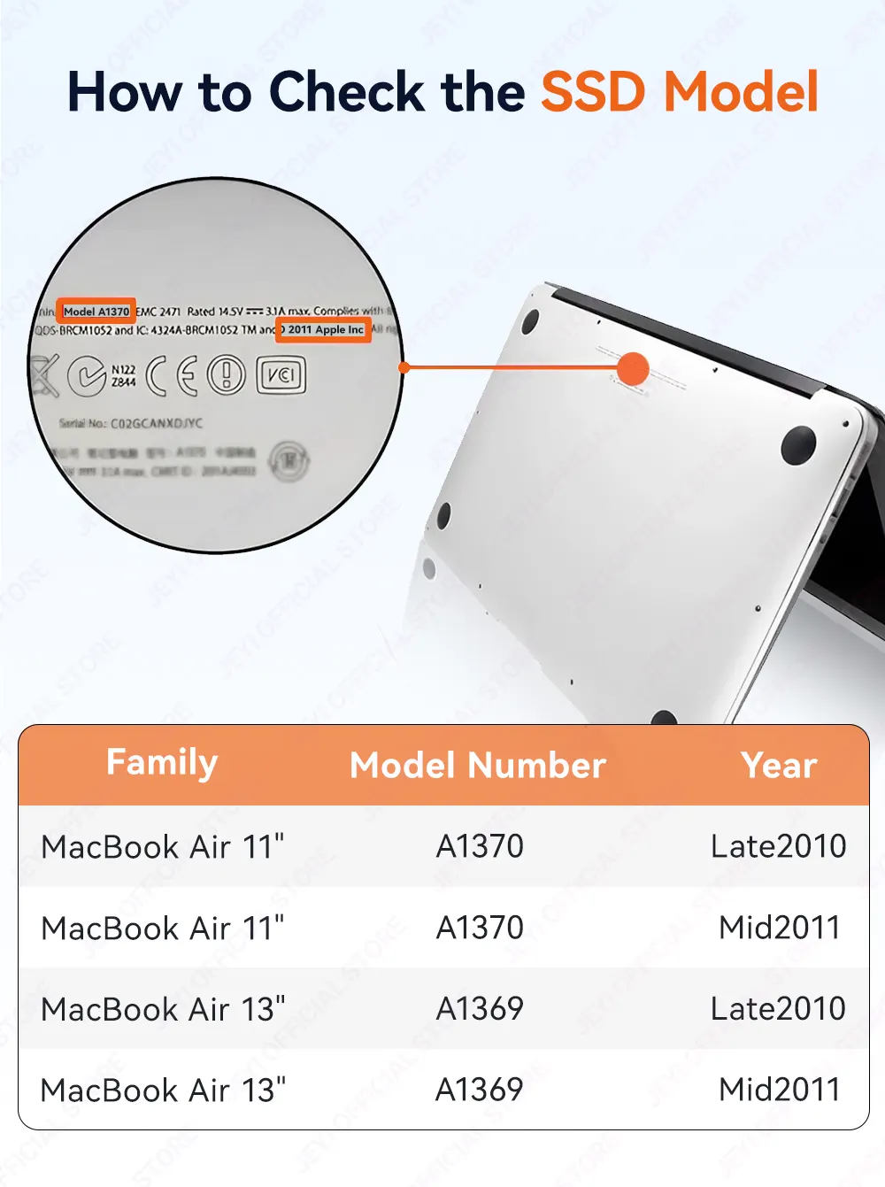 JEYI For MacBook Air/Pro 2013-2017 SSD Aluminum Hard Drive