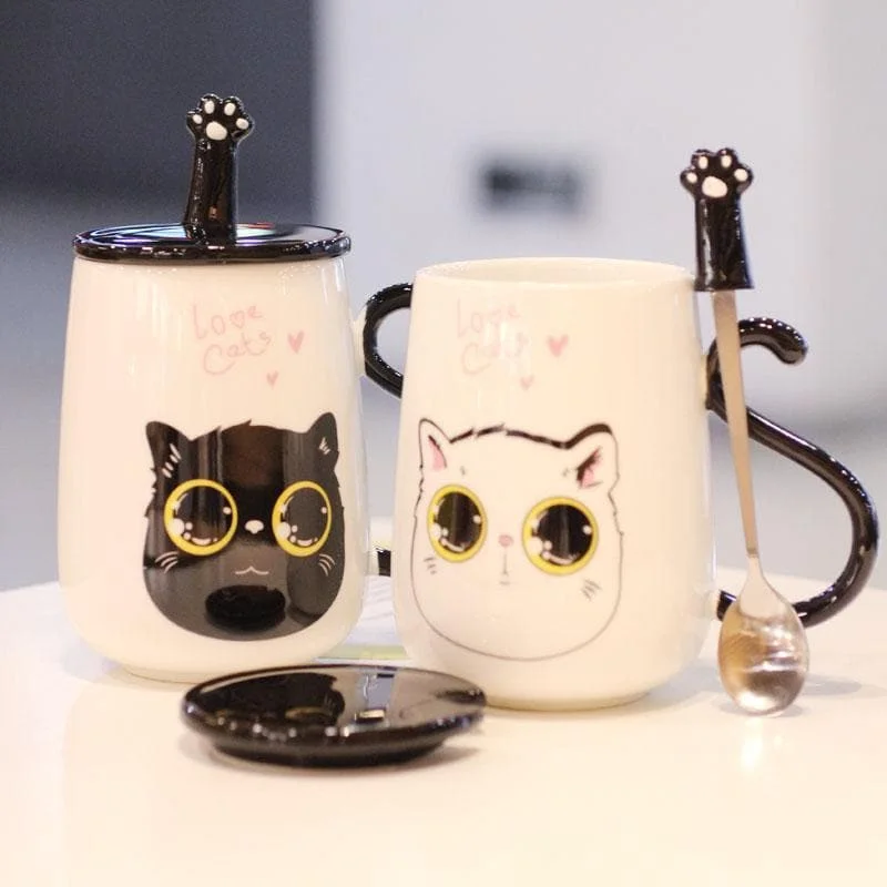 Black/White Kawaii Cat Ceramic Mug SP1710504