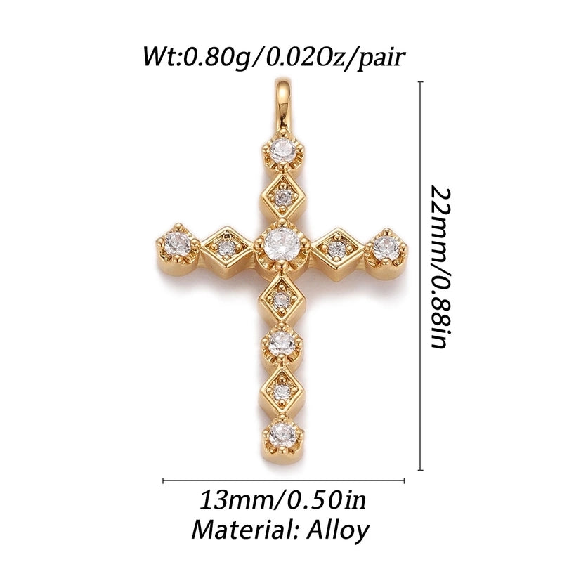1 Piece Copper Zircon Cross Pendant