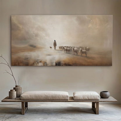 Jesus Protects The Lamb From Wolves Faith Canvas Wall Art