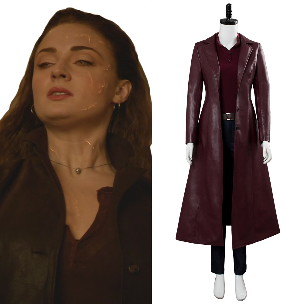 X Men Dark Phoenix Jean Grey Trench Coat Cosplay Costume