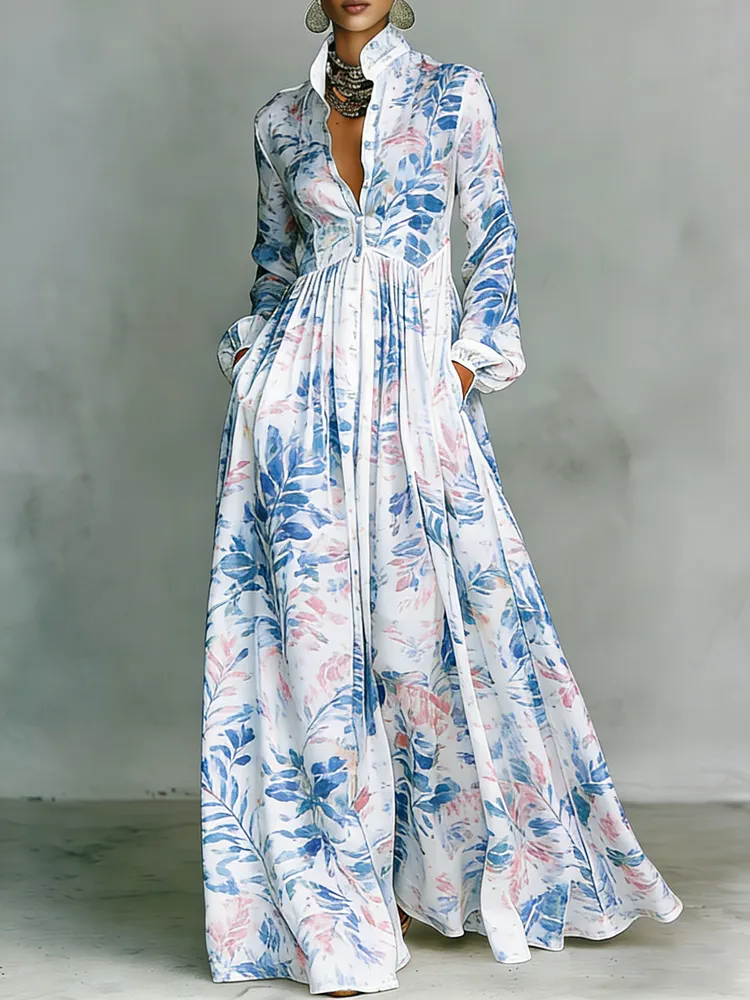 Women's Printed Elegant Romantic Vacation Medium Sleeve Maxi Dress