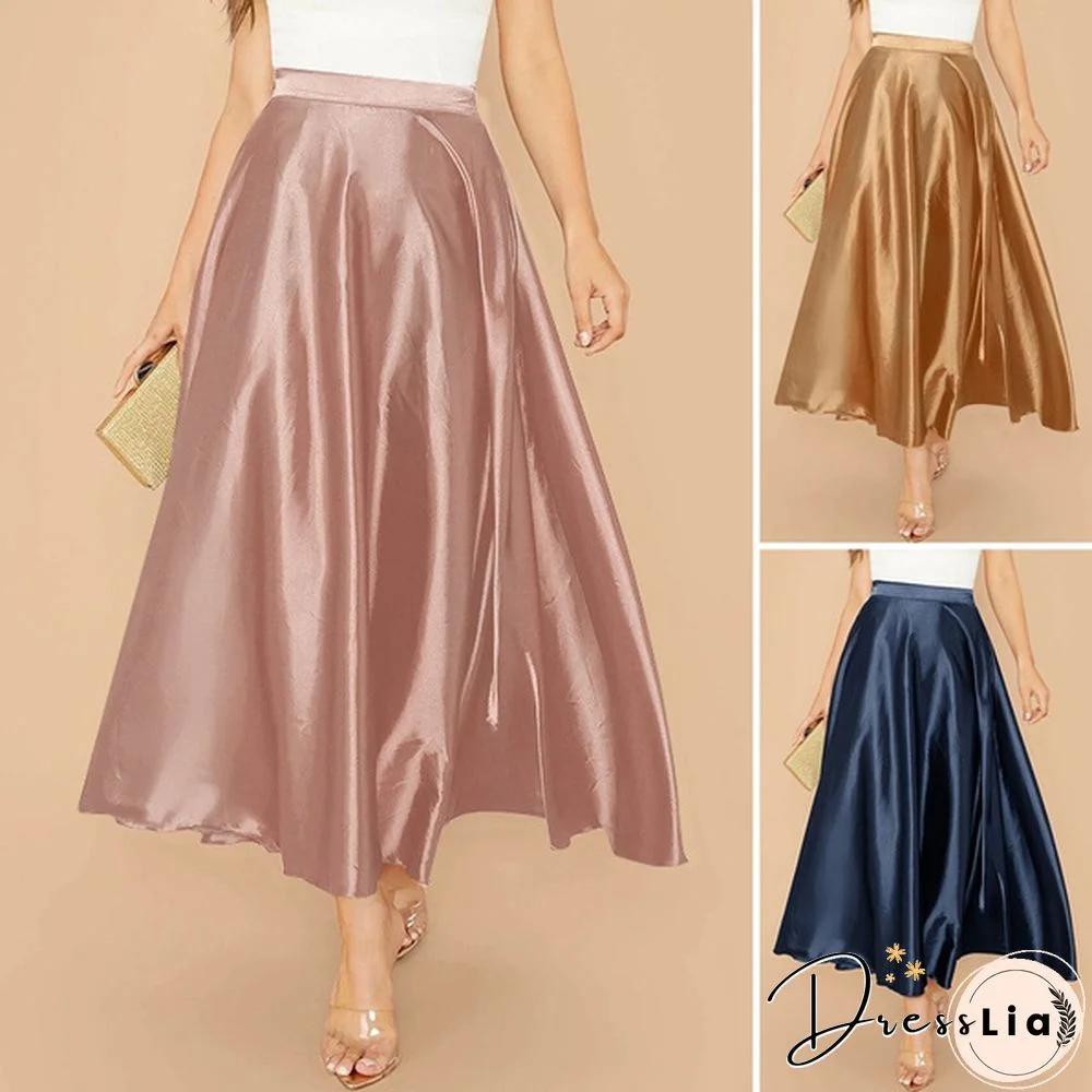 Women Umbrella Long Skirt Swing Dress High Waist Party Elegant Casual A Line Maxi Skirt Plus Size