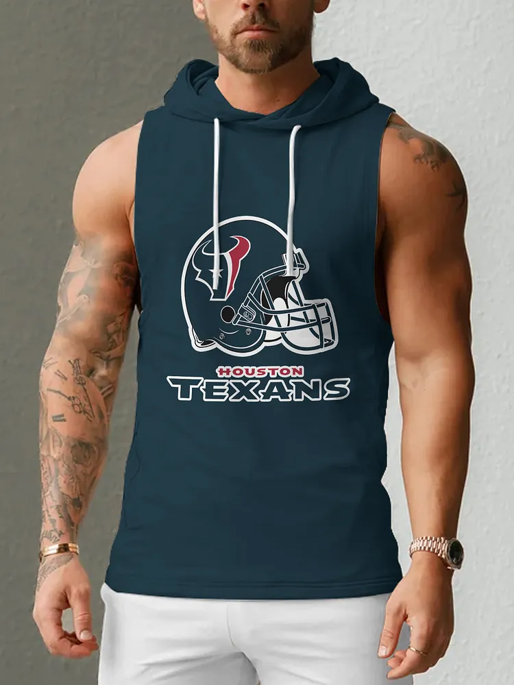 Houston Texans Men's  Casual Comfy Sleeveless Hooded Tank Top