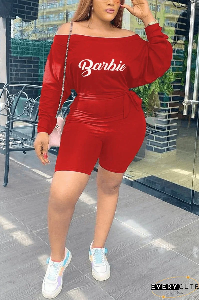 Fashion Casual Bateau Neck Letter Print Romper