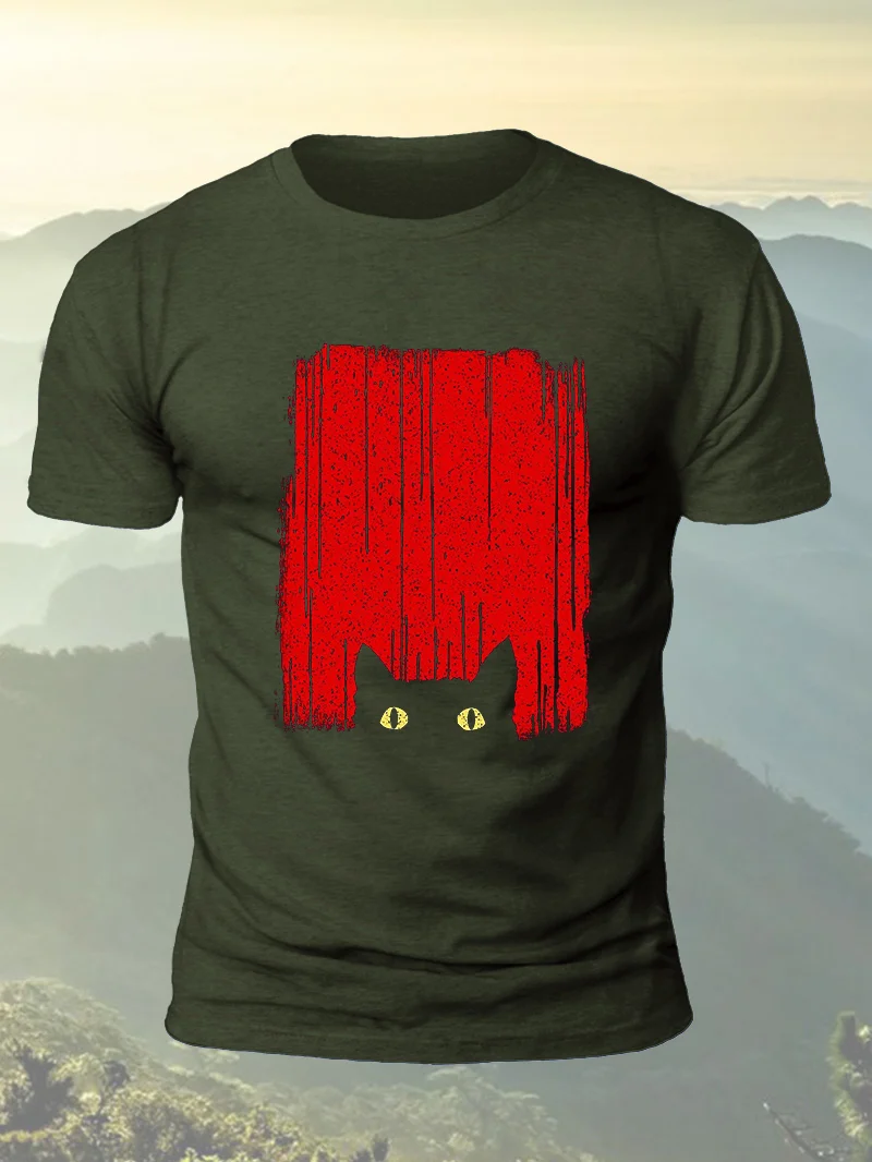 Cat Print Short Sleeve Men's T-Shirt in  mildstyles