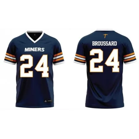Men's UTEP Custom Navy Stitched Football Jersey CWYK