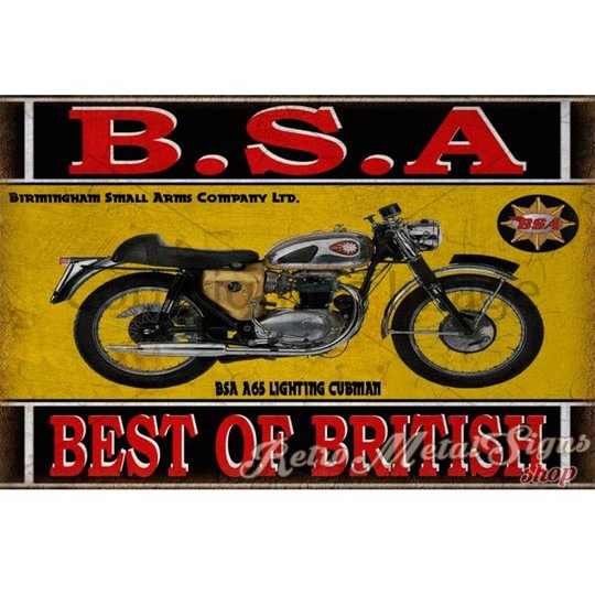 BSA a65 éclairage moto clubman - Enseigne Vintage Métallique/enseignes en bois - 20*30cm/30*40cm