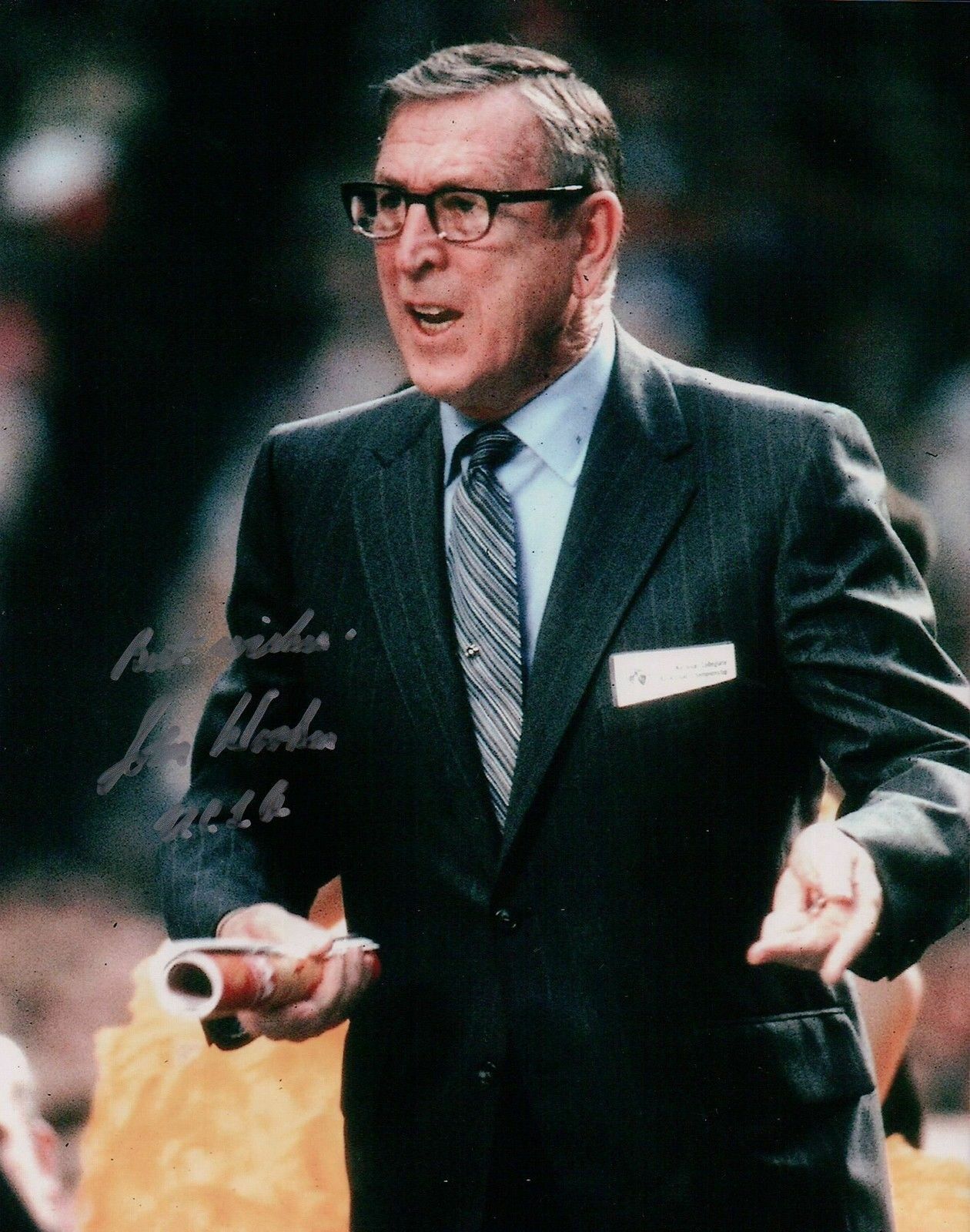 John Wooden Signed 8X10 Autograph Photo Poster painting Best Wishes UCLA