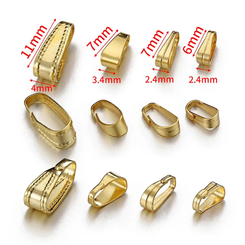 50 PCS/Package 7*2.4mm 304 Stainless Steel Geometric Melon Seed Buckle Jewelry Accessories