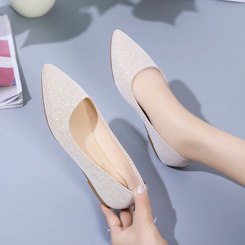  2022 Women Platform Designer Shallow Causal Shoe Luxury Loafers Flock Suede PU Leather Ballet Dance Chaussure