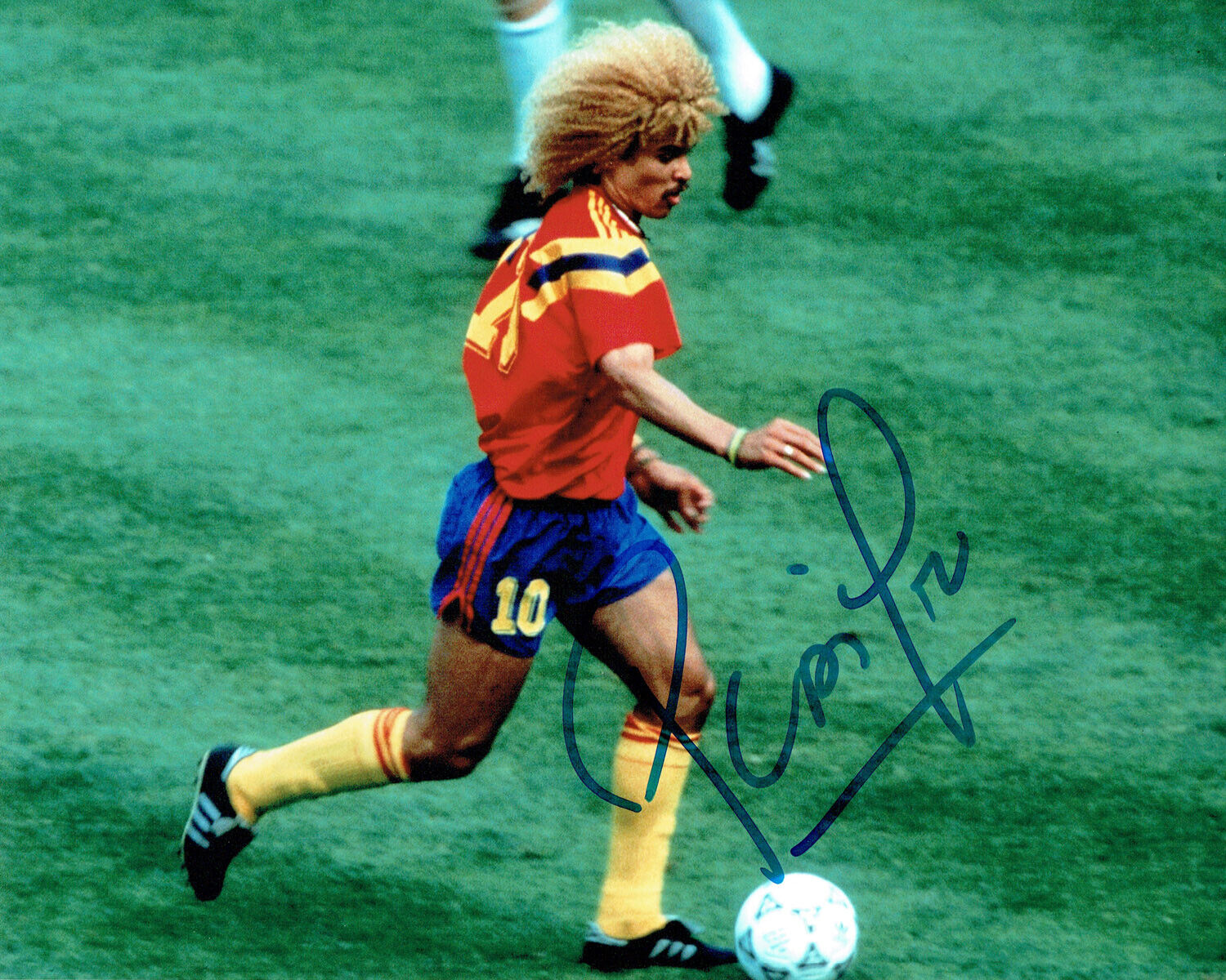 Carlos VALDERRAMA Signed Autograph 10x8 Photo Poster painting Colombian Football Star AFTAL COA