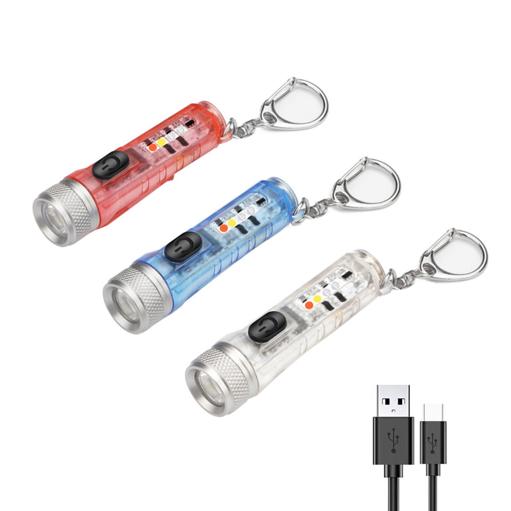 

Mini Keychain Torch with Buckle USB Rechargeable EDC Emergency Flashlight, Blue, 501 Original