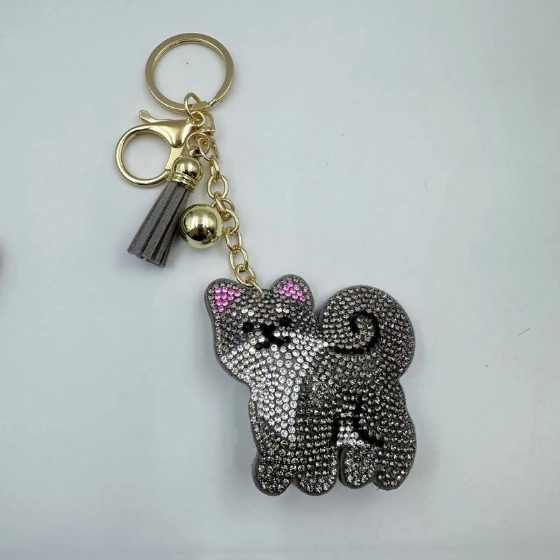 Cute Dog Pu Leather Diamond Women’s Keychain