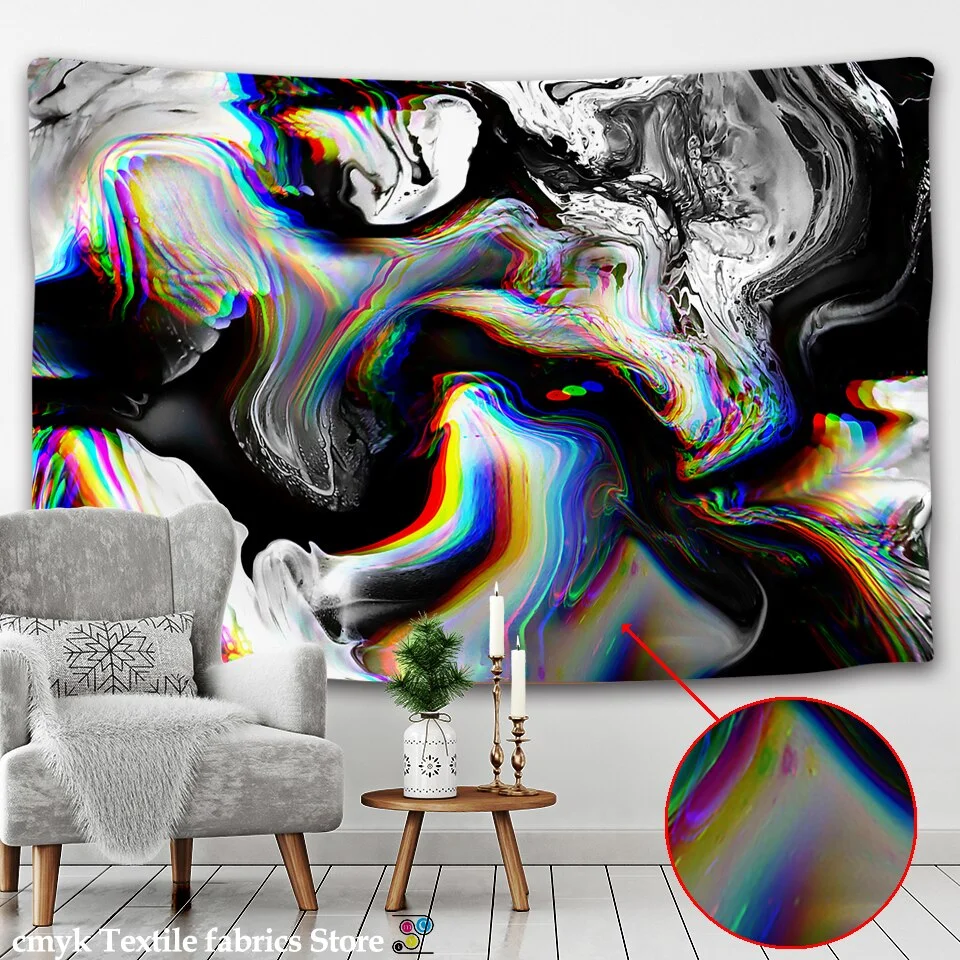 Alishomtll Colorful Gouache Tapestry Psychedelic Art Tapestry Marble Swirl Tapestries Natural Landscape Trippy Tapestry for Room