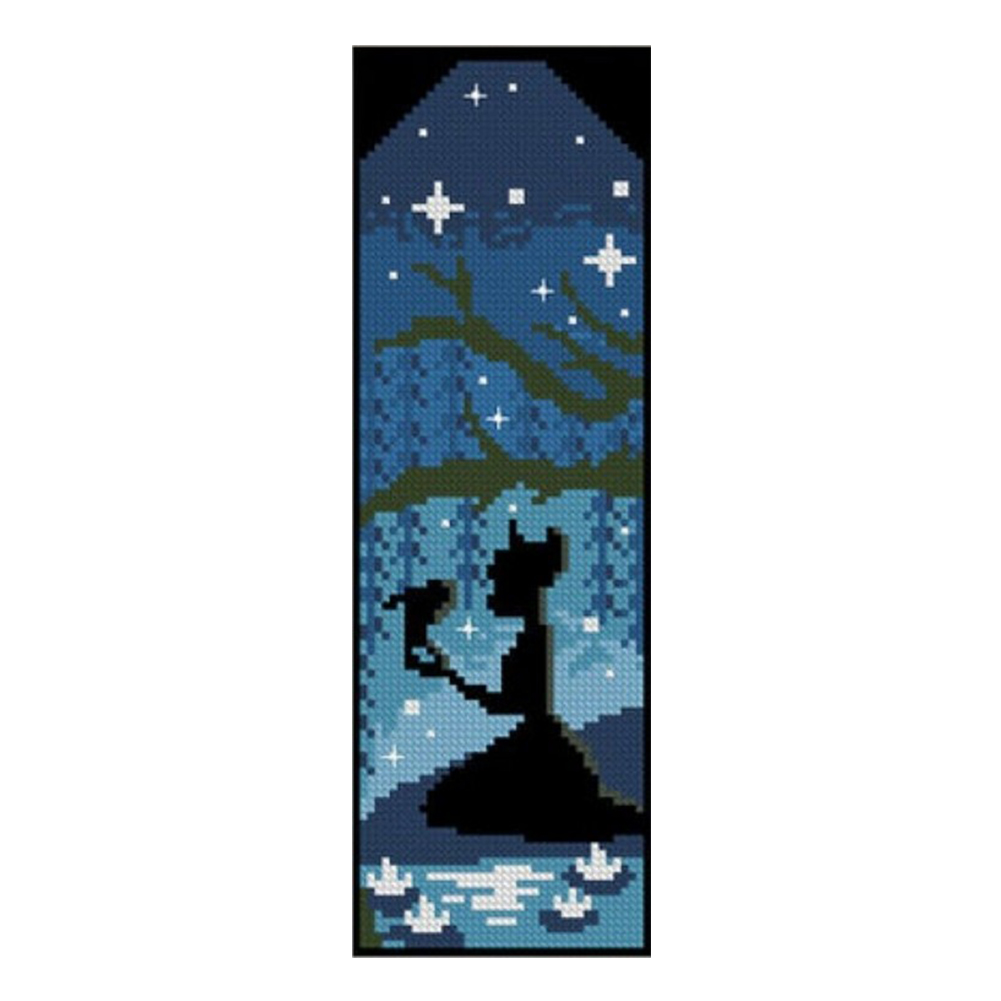 

Cartoon Night View - 12CT Counted Cross Stitch - Double-sided Bookmark, 501 Original