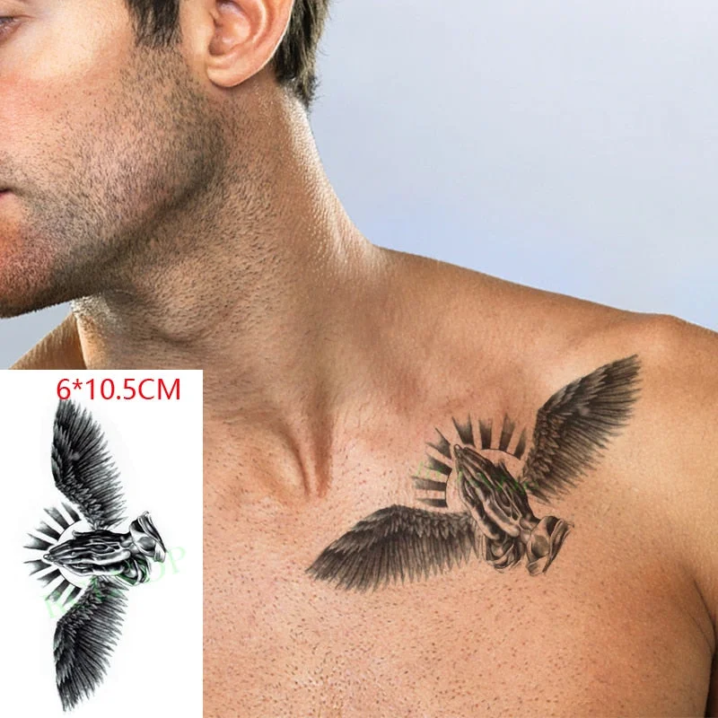 Waterproof Temporary Tattoo Stickers Angel Wings Fake Tatto Flash Tatoo Neck Hand Back Foot Body Art for Girl Women Men Kids