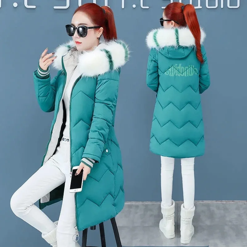 Coat Jacket Hooded Winter Jacket Women Parkas 2021 New Women's Jacket Fur Collar Outerwear Female Plus Size 3XL Cotton Padded
