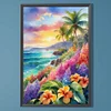 (40*60cm)Seaside Coconut Trees Flowers - Full Round Drill Diamond Painting
