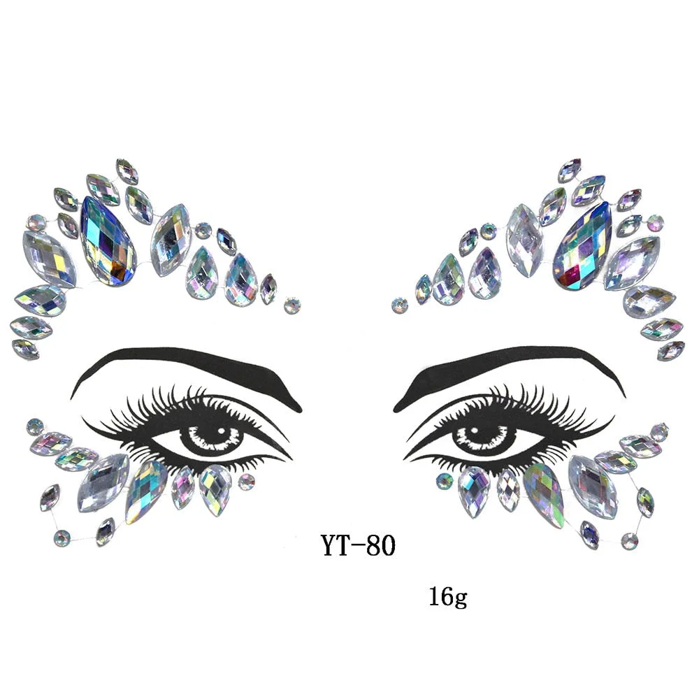 Facial Rhinestone Natural Resin Face Sticker Rhinestone Tattoo Makeup Party Christmas Party Face Decoration Makeup Stickers