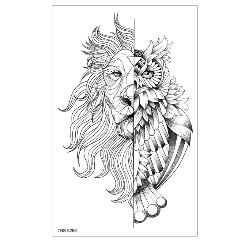 Waterproof Temporary Tattoo Sticker Lion Wolf Tiger Forest Tattoos Girl Mermaid Body Art Arm Fake Sleeve Tatoo Women Men