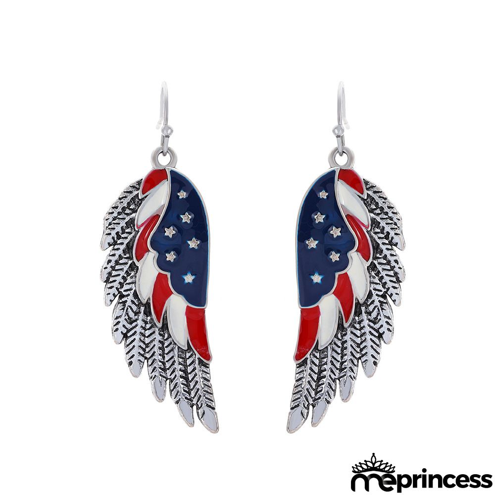 Women's Fashion 4Th Of July Flag Wings Boots Print Earrings