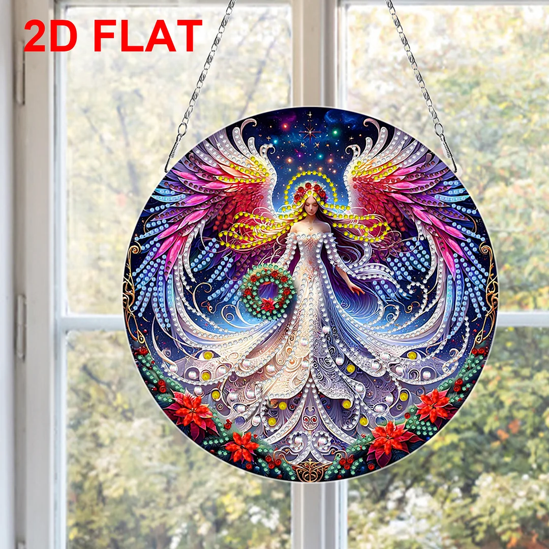 2D Flat DIY Xmas Angel Diamond Art Pendant Double-Sided Diamond Painting Set