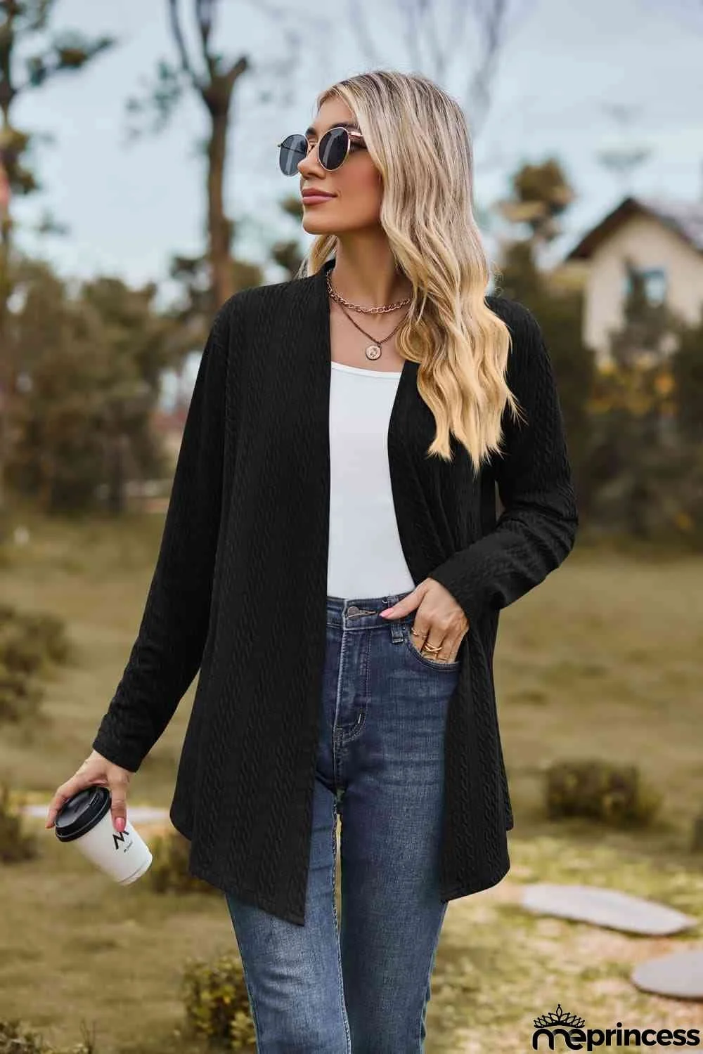 Open Front Long Sleeve Cardigan