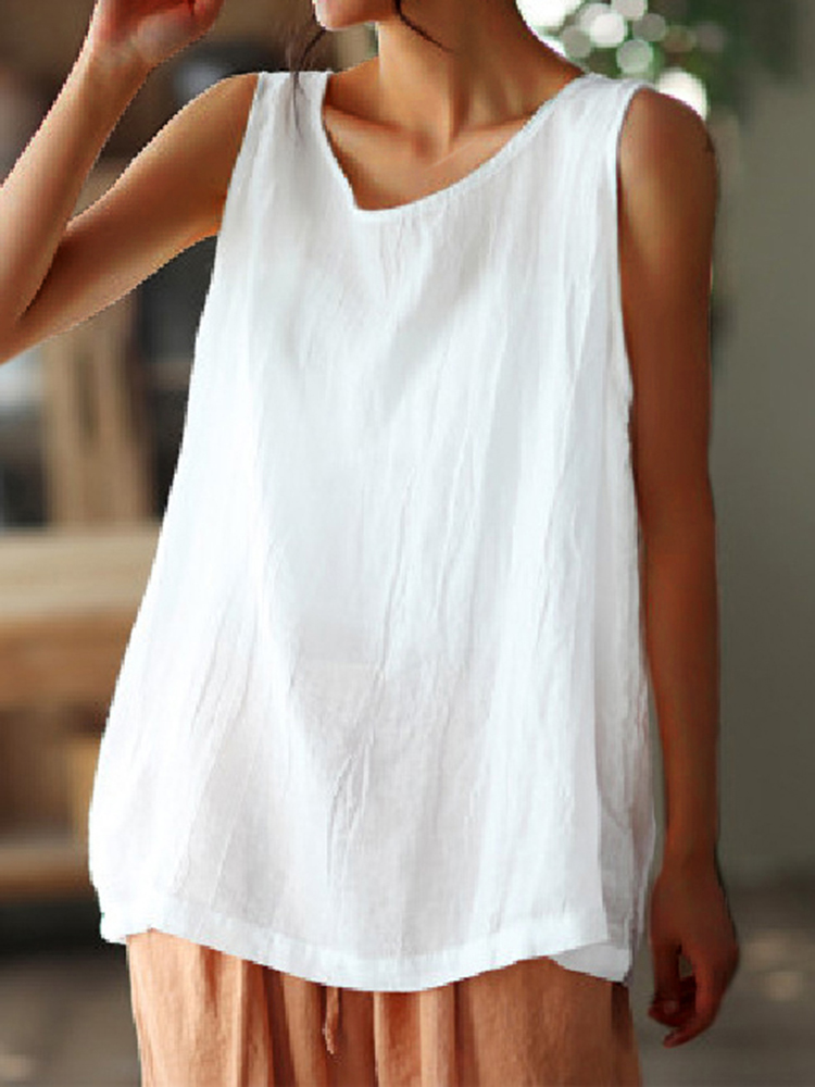 Comstylish Solid Color Simple Sleeveless Tank Top