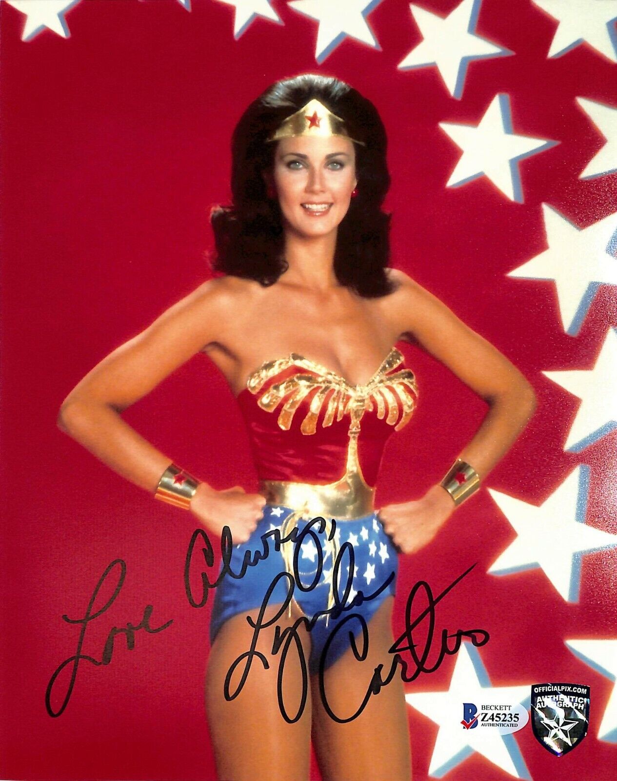 LYNDA CARTER Signed Auto WONDER WOMAN