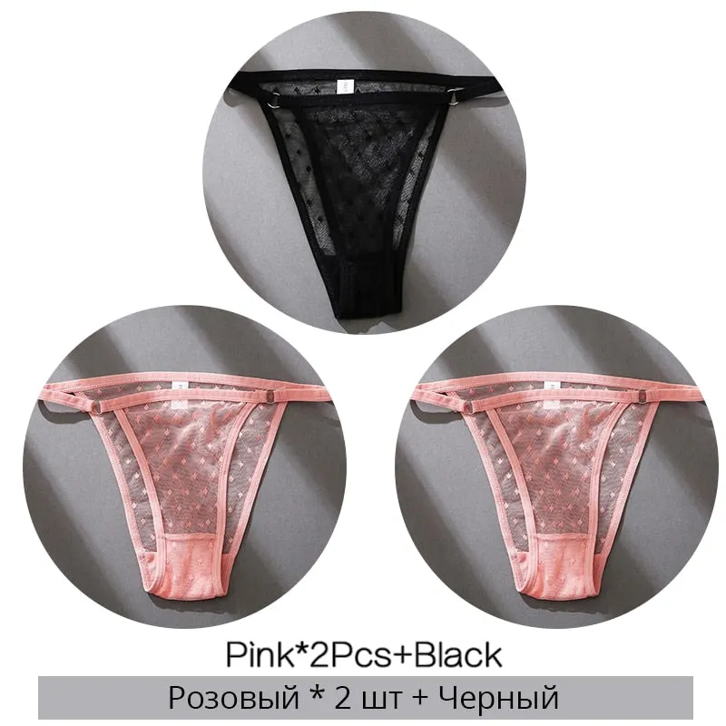 FINETOO M-2XL Sexy Panties Women Dot Lace Bikini Underpants Low Waist Lace Underwear Plus Size Panty Ladies Lingerie Girls Panty