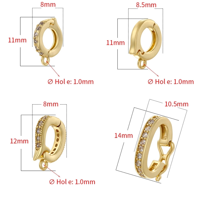 Copper Plating 18K Gold Inlaid Zirconium Single Hanger Universal Pearl Buckle DIY Bracelet Necklace Clasp Accessories Material VK250-253