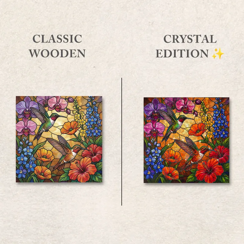 Hummingbird Paradise Crystal Wooden Puzzle