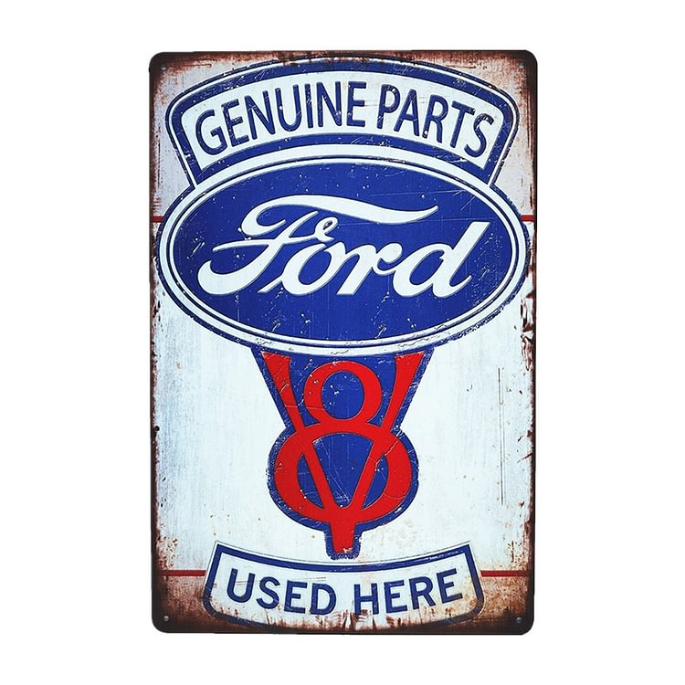 Genuine Parts Ford Used Here Service - Vintage Tin Signs/Wooden Signs - 7.9x11.8in & 11.8x15.7in