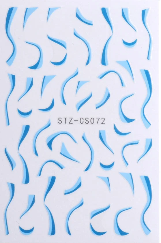 3D Swirl Lines Nail Sticker Geometry Irregular Whirling Wave Cow Print Decal on Nails Art Charms Manicure Slider Tip Accessories-Nail Inspo