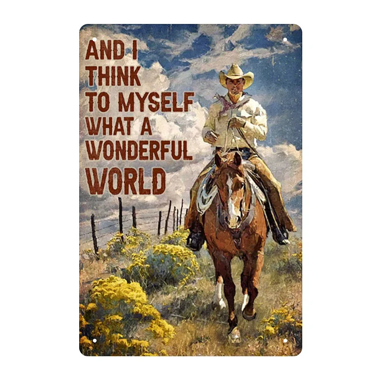 West Cowboy Vintage Iron Picture Rectangular Metal Plate Tin Sign Flat Wall Art-Annaletters