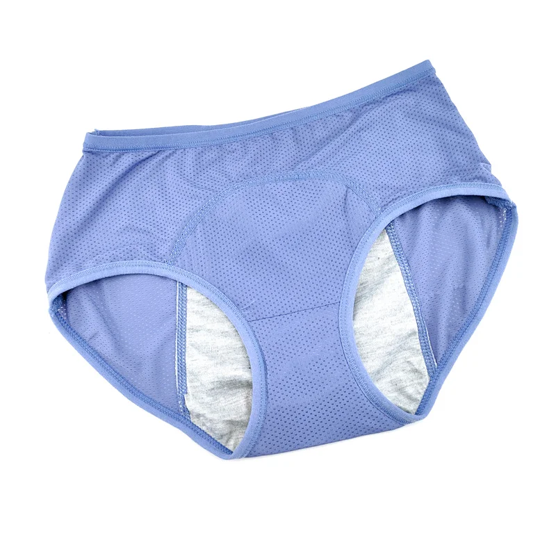 Damokan High Elasticity Menstruation Underwear Mid Rise Leak-proof Safety Briefs Plus Size Seamless Panties Nude Cotton Solid Lingerie