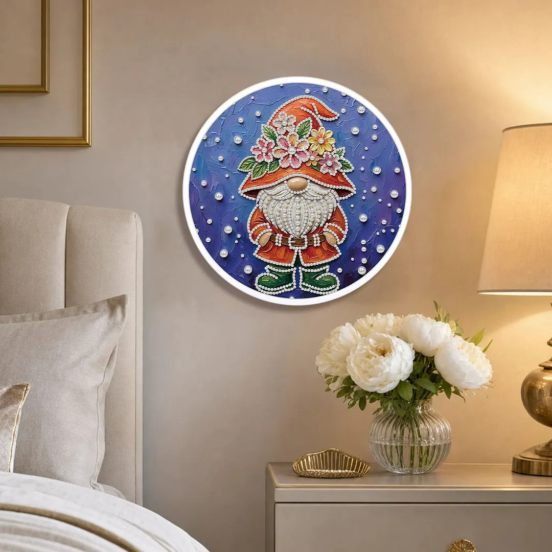 Goblin DIY Pearl Painting Kit With Round Frame & Tassel 9.25x9.25inch Pearl Painting Art Kits Pearl Dot Painting for Adults Beginners Home Wall Decor