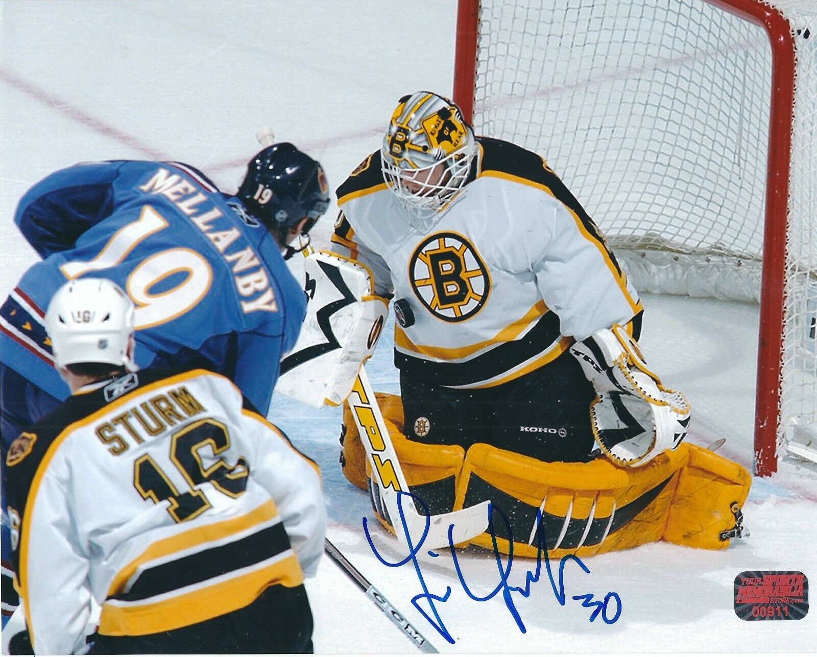 Signed 8x10 TIM THOMAS Boston Bruins Autographed Photo Poster painting w/ COA