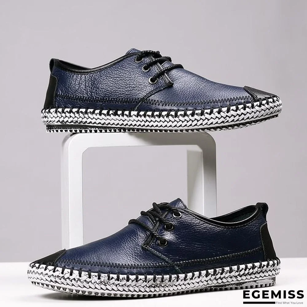 Men Breathable Comfortable Split Leather Men Loafers Flats Casual Shoes | EGEMISS