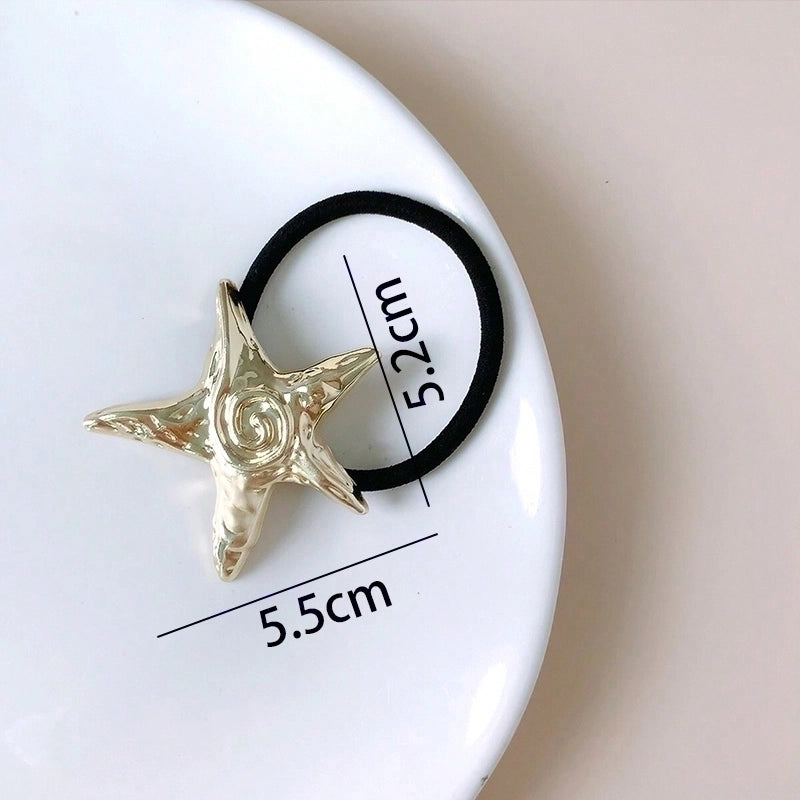 Women’s Minimalist Classic Style Starfish Flower Bow Knot Alloy Hair Tie