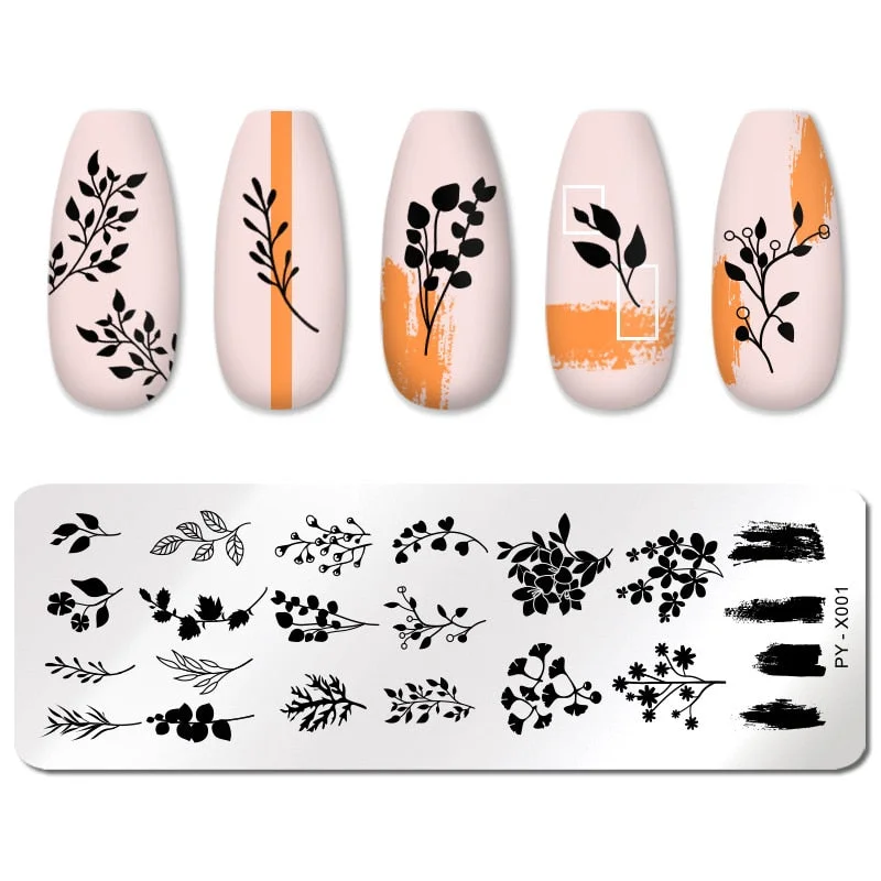 PICT YOU Flower Leaf Geometry Nail Stamping Plate Stainless Steel Nail Image Plate Stencil Tools DIY Printing Stamp Template