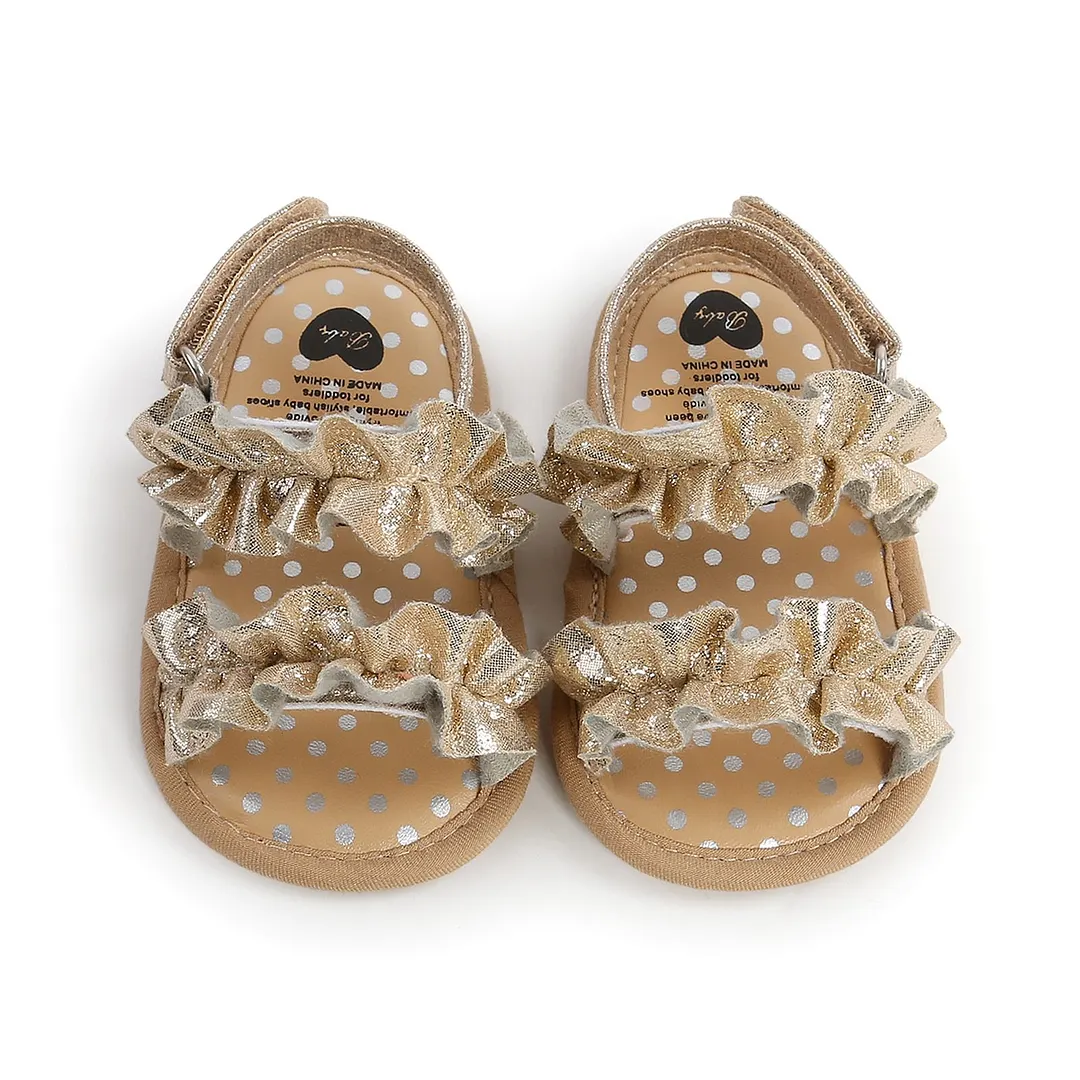 Baby Girls Summer Sandals, Anti-Slip Soft Sole Ruffle Flat Shoes Toddler First Walker