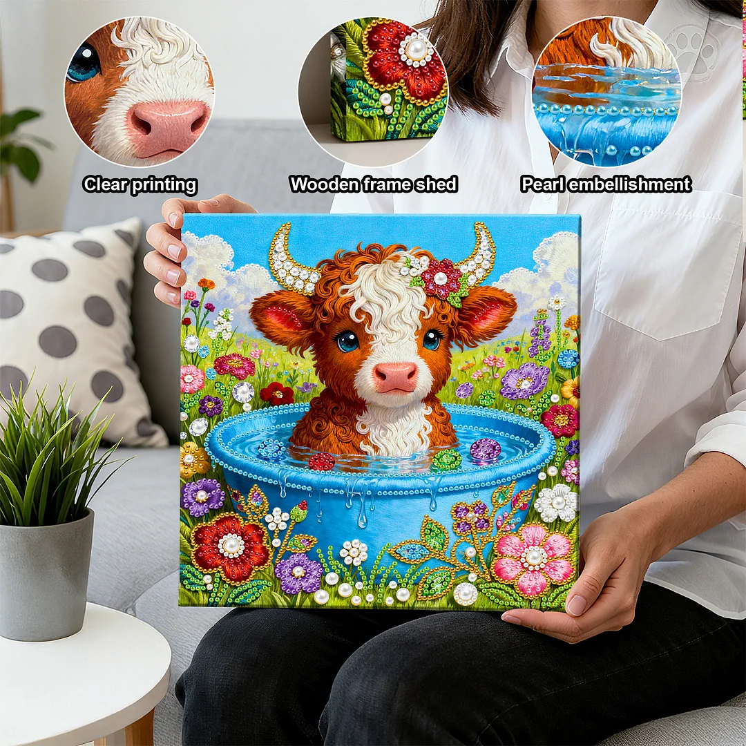 Calf Art Diamond Painting Kit for Adults Home Decor 25x25cm With Frame